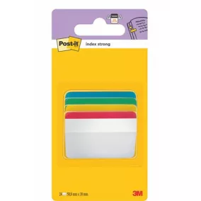   Jelölőcímke, műanyag, megerősített, döntött, 4x6 lap, 50,8x38,1 mm, 3M POSTIT, vegyes színek