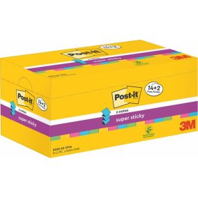   Öntapadó jegyzettömb csomag, "Z", 76x76 mm, 16x90 lap, 3M POSTIT, "Super Sticky", vegyes