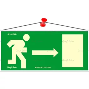   Információs tábla, 25x11,5 cm, fluoreszkáló, utánvilágítós, "Menekülési irány jobbra"