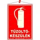 Információs tábla, 12,5x17,5 cm, fluoreszkáló, utánvilágítós, "Tűzoltókészülék"