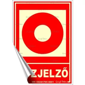   Információs matrica, 12,5x17,5 cm, fluoreszkáló, utánvilágítós, "Tűzjelző"