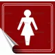 Információs matrica, 8,7x8,3 cm, toalett, női szimbólum, burgundi vörös/fehér