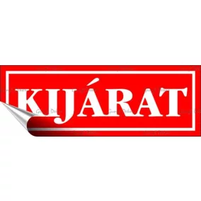 Információs matrica, 14x5 cm, "Kijárat", piros