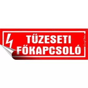   Információs matrica, 14x5 cm, "Tűzeseti főkapcsoló"