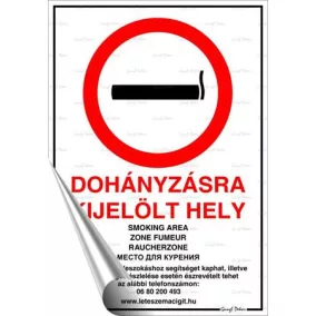   Információs matrica, 21x30 cm, "Dohányzásra kijelölt hely"