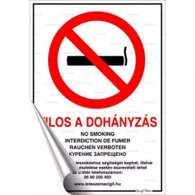   Információs matrica, 21x30 cm, "Tilos a dohányzás!"