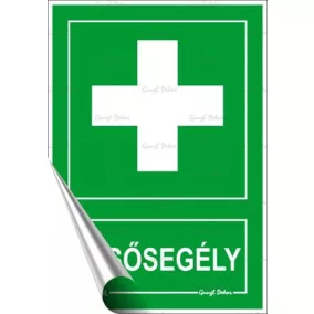   Információs matrica, 11,6x16,6 cm, "Elsősegély"