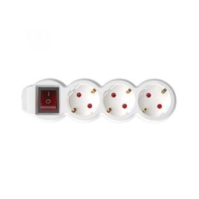   Elosztósor, 3 csatlakozóaljzat, 1,5 m kábelhosszúság, kapcsolóval, HOME, fehér