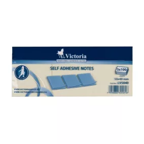   Öntapadó jegyzettömb, 50x40 mm, 100 lap, VICTORIA OFFICE, sárga
