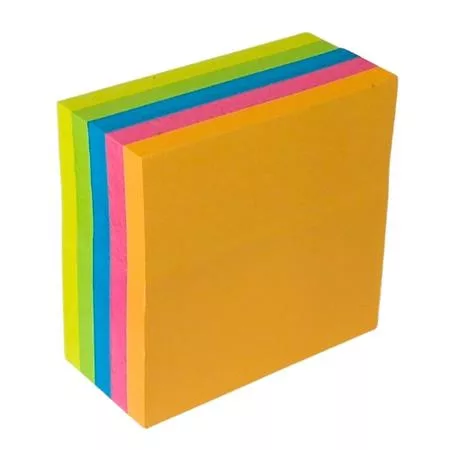Öntapadó jegyzettömb, 50x50 mm, 250 lap, VICTORIA OFFICE, neon