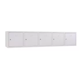   Értékmegőrző fém szekrény, 4 ajtós (4×1), falra szerelhető, hengerzárral vagy lakatpánttal, 400mmx1570mmx450mm, Szürke/szürke