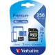 Memóriakártya, microSDXC, 256GB CL10/U1, 90/10 MB/s, adapter, VERBATIM "Premium"