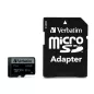  Memóriakártya, microSDXC, 64GB, CL10/U3, 90/45 MB/s, adapter, VERBATIM "PRO"