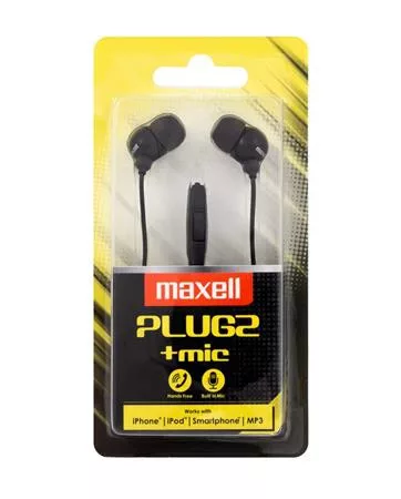 Fülhallgató, mikrofonnal, MAXELL "Plugz", fekete