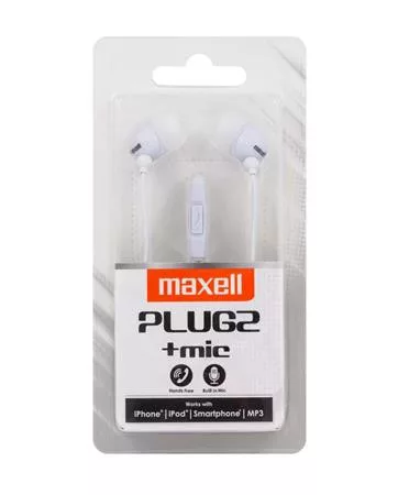 Fülhallgató, mikrofonnal, MAXELL "Plugz", fehér