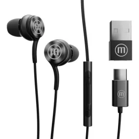   Fülhallgató, mikrofonnal, USB-C, MAXELL "XC1", fekete
