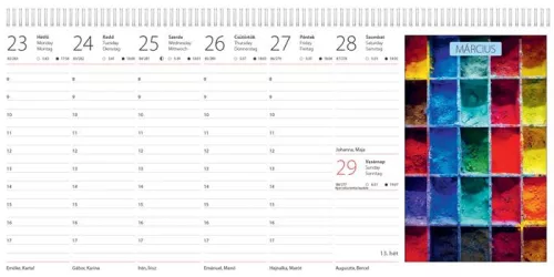 Naptár, asztali, álló, DAYLINER "Színek világa"