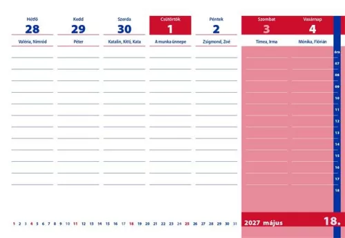 Asztali naptár, heti, 2026/2027 tanév, REALSYSTEM