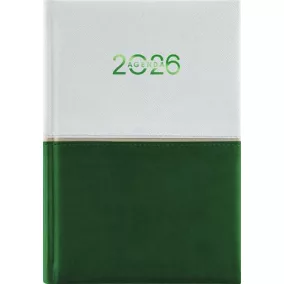   Naptár, tervező, A5, napi, DAYLINER "Contrast", fehér-zöld