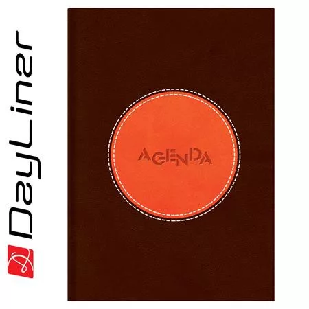 Naptár, tervező, A5, napi, DAYLINER "Central", barna-narancs