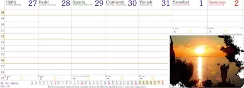 Naptár, asztali, fekvő, CSÍZIÓ "Öko", fekete