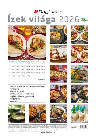 Naptár, fali, DAYLINER "Ízek világa - Mindmegette"