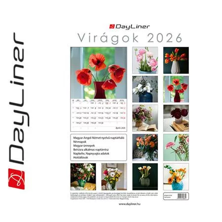 Naptár, fali, DAYLINER, "Virágok"