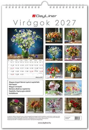 Naptár, fali, DAYLINER, "Virágok"