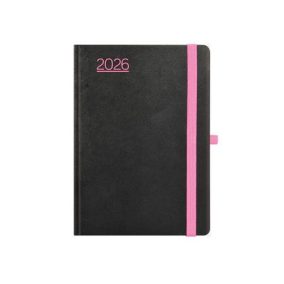   Naptár, tervező, B6, heti, TOPTIMER, "Nero", fekete-pink
