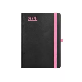   Naptár, tervező, A5, heti, TOPTIMER, "Nero", fekete-pink
