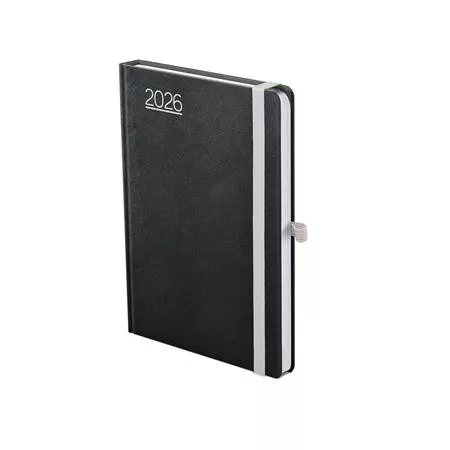 Naptár, tervező, A5, heti, TOPTIMER, "Nero", fekete-szürke