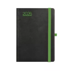   Naptár, tervező, A5, napi, TOPTIMER, "Nero", fekete-zöld
