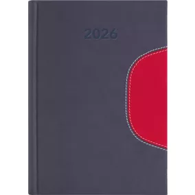   Naptár, tervező, A5, napi, DAYLINER "Memphis", szürke-piros