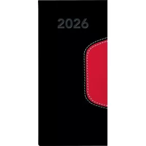   Zsebnaptár, fekvő elrendezésű, DAYLINER, "Memphis", fekete-piros