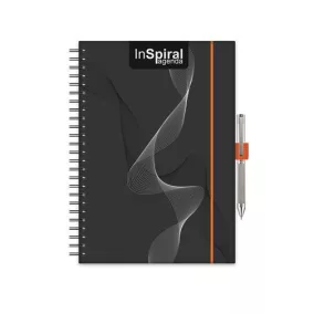   Naptár, tervező, A5, heti, DAYLINER, "InSpiral", fekete-narancs