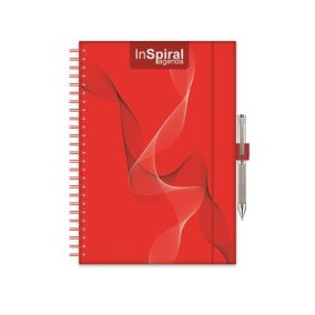   Naptár, tervező, A5, heti, DAYLINER, "InSpiral", piros-piros