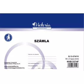   Nyomtatvány, számlatömb, egy ÁFÁs, 50x3, A5, fekvő, VICTORIA PAPER, "B.13-374", 10 tömb/csomag