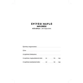   Nyomtatvány, építési napló, 25x3 + 9x3 betétlap, A4, VICTORIA PAPER "B.ÉTI.820", 10 tömb/csomag