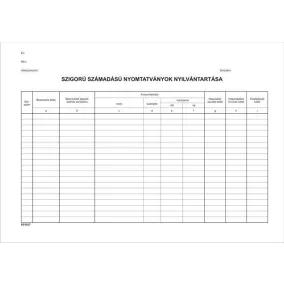   Nyomtatvány, szigorú számadású nyomtatványok nyilvántartása, 25 lap, A4, VICTORIA PAPER, 10 tömb/csomag