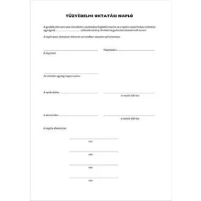   Nyomtatvány, tűzvédelmi oktatási napló, 40 oldal, A4, VICTORIA PAPER, 10 tömb/csomag