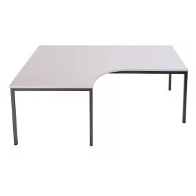   L-alakú íróasztal fémvázas, balos, négyzet keresztmetszetű lábbal, 750mmx1800mmx1200mm, Szürke