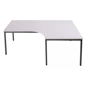   L-alakú íróasztal fémvázas, jobbos, négyzet keresztmetszetű lábbal, 750mmx2000mmx1200mm, Szürke
