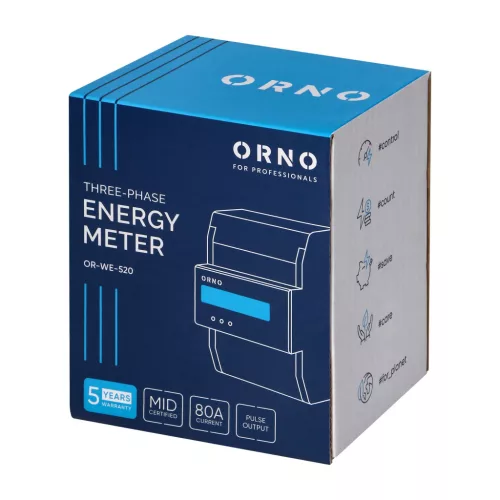 Orno háromfázisú digitális fogyasztásmérő sínre szerelhető 80A