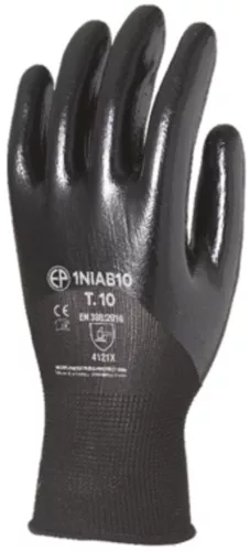 SZERELŐKESZTYŰ, SZÜRKE PA/FEKETE NITRIL MÁRTÁS, 3/4 HÁT_BLIS