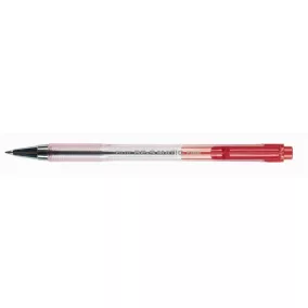   Golyóstoll, 0,27 mm, nyomógombos, átlátszó tolltest, PILOT "BP-S Matic", piros