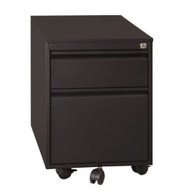   Guruló fém fiókos konténer, 2 fiókos, fém fedlappal, toll tartóval, 550mmx390mmx590mm, Fekete/fekete