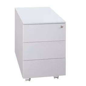   Guruló fém fiókos konténer, 3 fiókos, fém fedlappal, oldalsó fogantyúval, toll tartóval, 550mmx390mmx590mm, Szürke/szürke