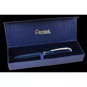   Zseléstoll, 0,35 mm, rotációs, diplomatakék tolltest, PENTEL "EnerGel BL-2007" fekete, ajándék kék betéttel
