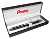 Zseléstoll, 0,35 mm, nyomógombos, fekete tolltest, PENTEL "EnerGel BL-407" fekete, ajándék kék tollbetéttel