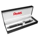 Zseléstoll, 0,35 mm, nyomógombos, fekete tolltest, PENTEL "EnerGel BL-407" fekete, ajándék kék tollbetéttel